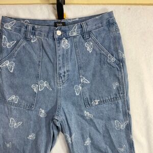 Simple Society 30X29 Butterfly Print Denim‎ Jean SoftGoth Grunge Fairy Fest Y2K